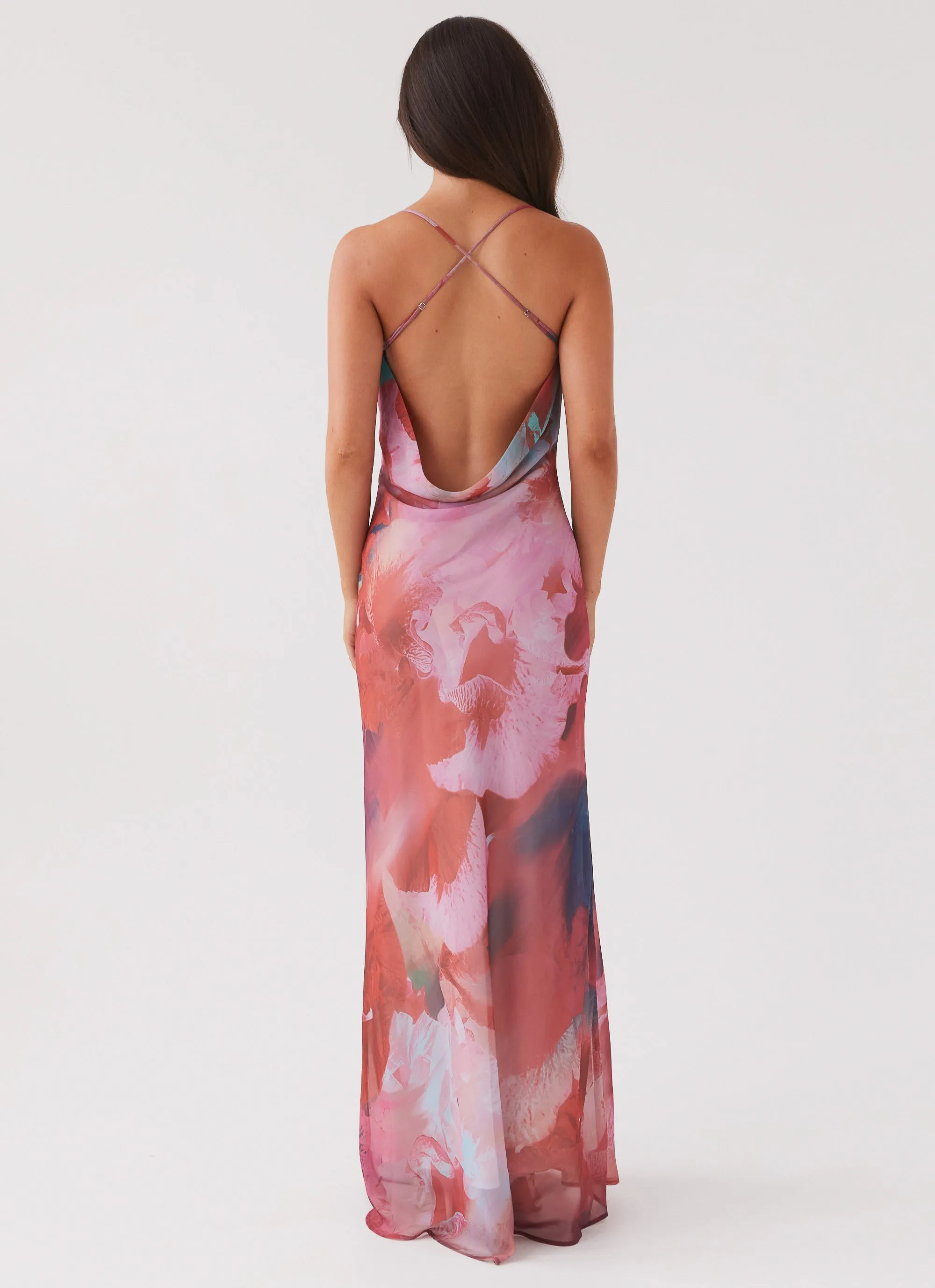 Abigail Cowl Maxi Dress - Scarlet Burst