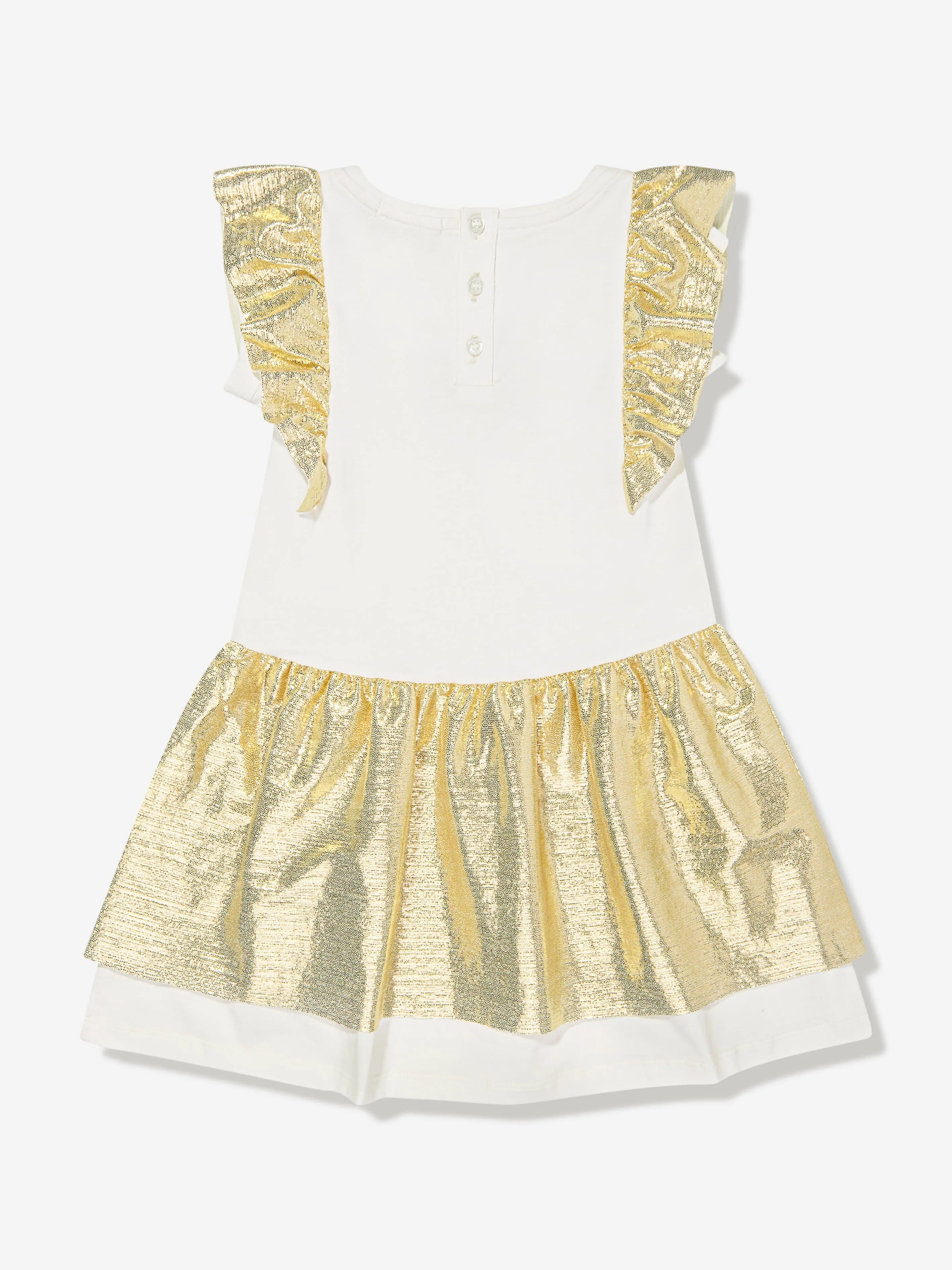 Aigner Girls Metallic Logo Dress in White