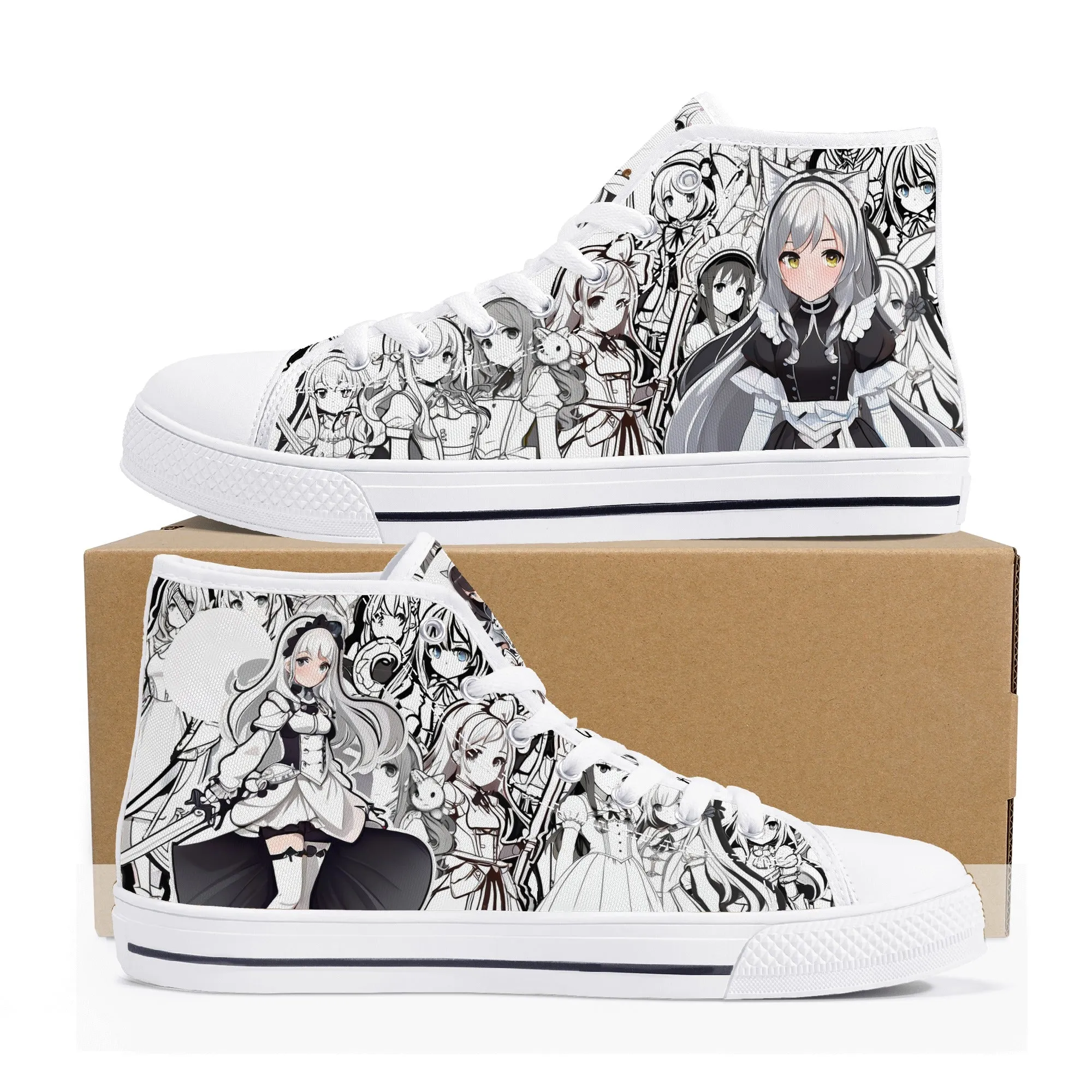 Anime Pattern Collection - Mens Classic High Top Canvas Shoes