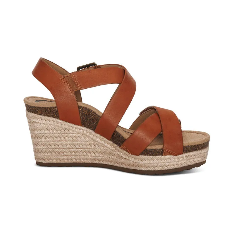 Anna Strappy Espadrille Wedge Sandal in Cognac