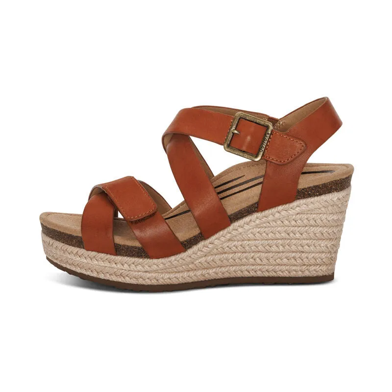 Anna Strappy Espadrille Wedge Sandal in Cognac