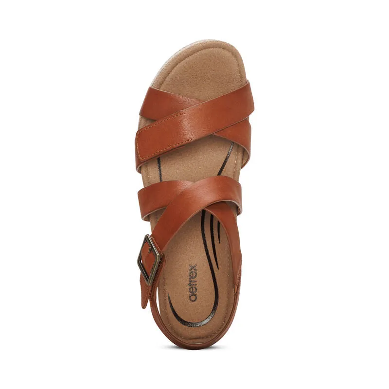 Anna Strappy Espadrille Wedge Sandal in Cognac