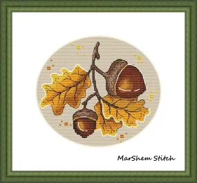 Autumn Acorns - PDF Cross Stitch Pattern