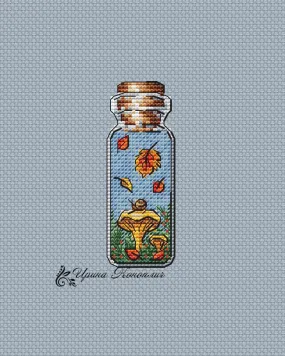 Autumn Bottle on Plastic Canvas  - PDF Counted Cross Stitch Pattern