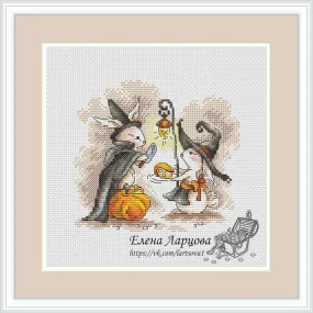 Autumn Bunnies. Halloween - PDF Cross Stitch Pattern