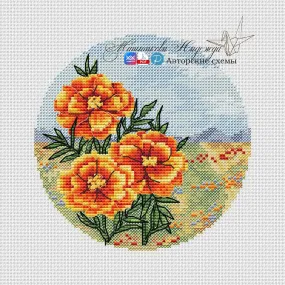 Autumn Circles. Marigolds - PDF Cross Stitch Pattern