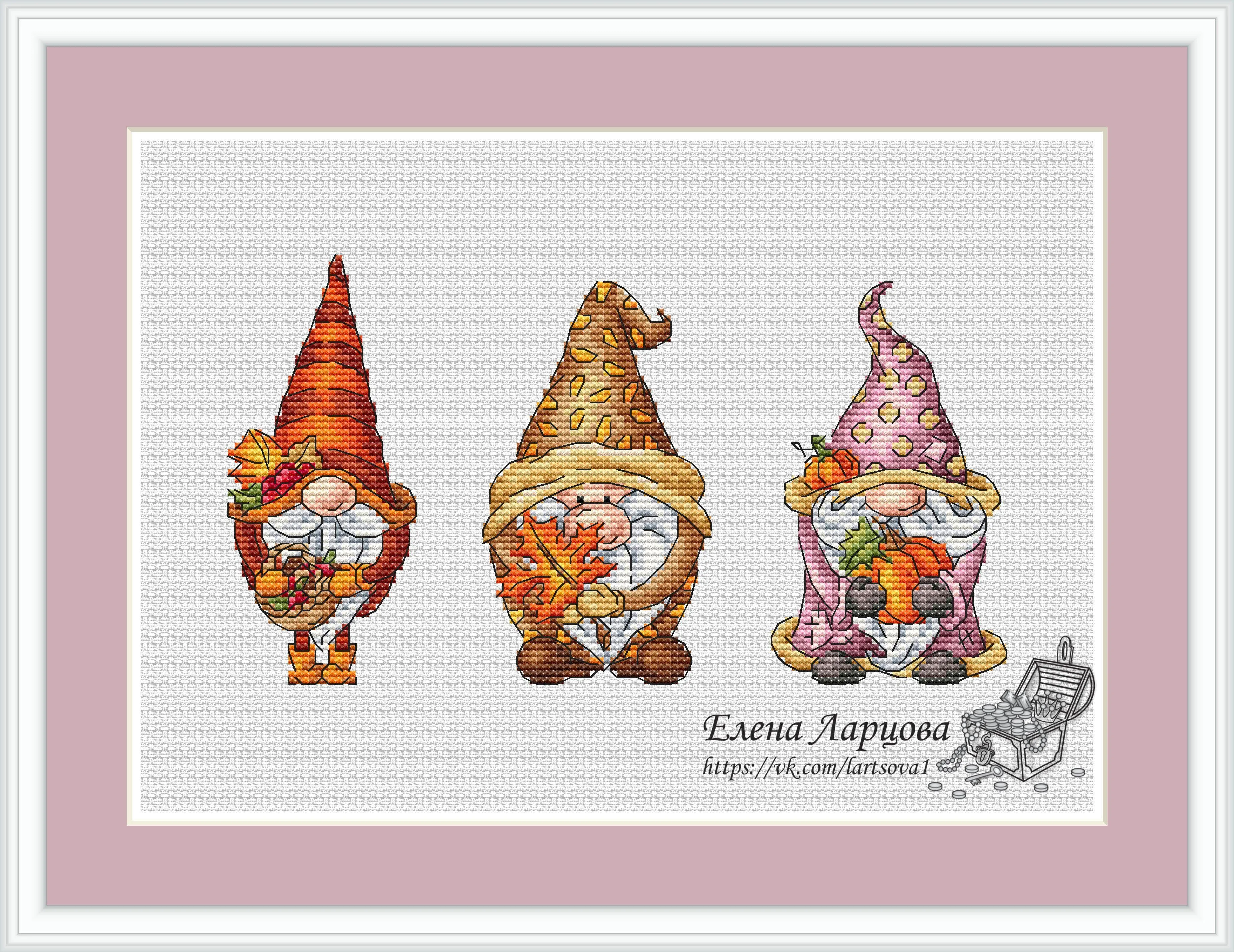 Autumn Harvest Dwarfs - PDF Cross Stitch Pattern