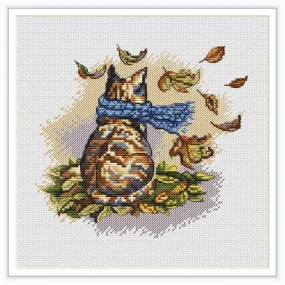 Autumn Kitten - PDF Cross Stitch Pattern