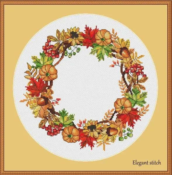 Autumn Wreath - PDF Cross Stitch Pattern