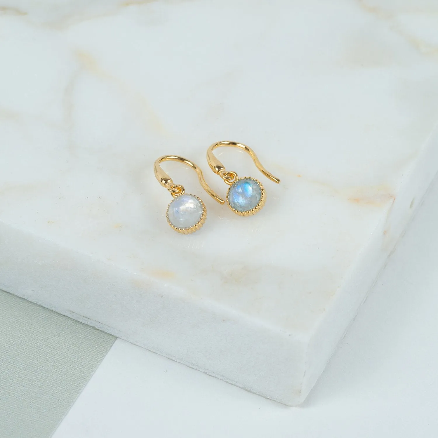 Barcelona June Moonstone Birthstone Hook Earrings