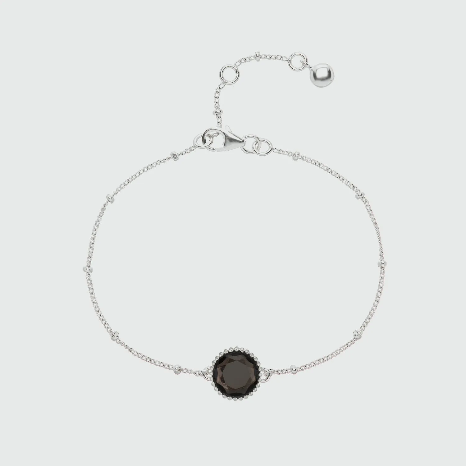 Barcelona Silver November Smokey Quartz Birthstone Bracelet