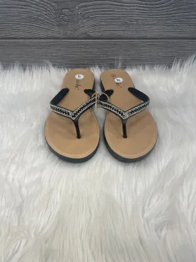 Black & Brown Sandals Flip Flops Just Be, Size 9