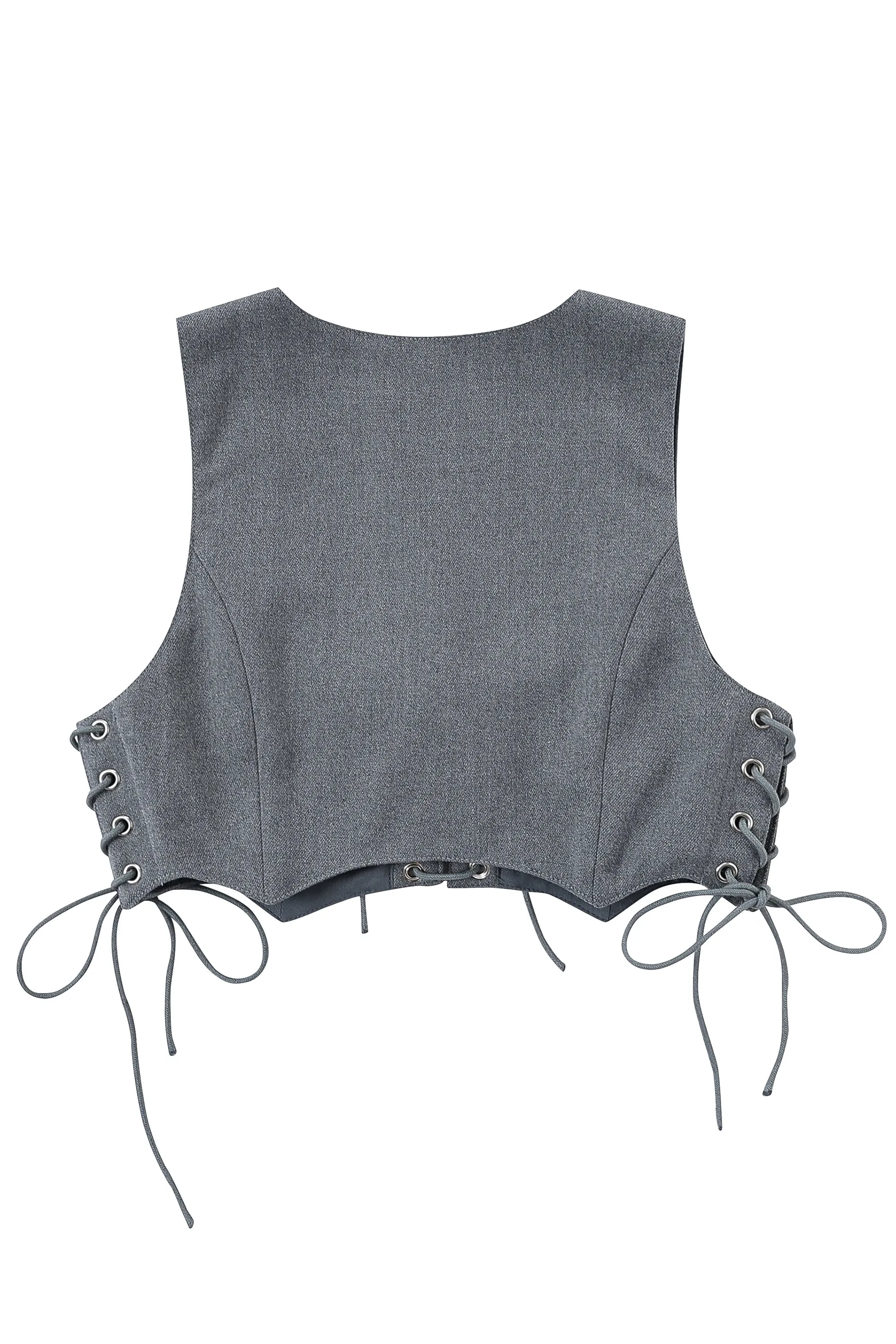 Business Lady Lace Up Corset Top Gray