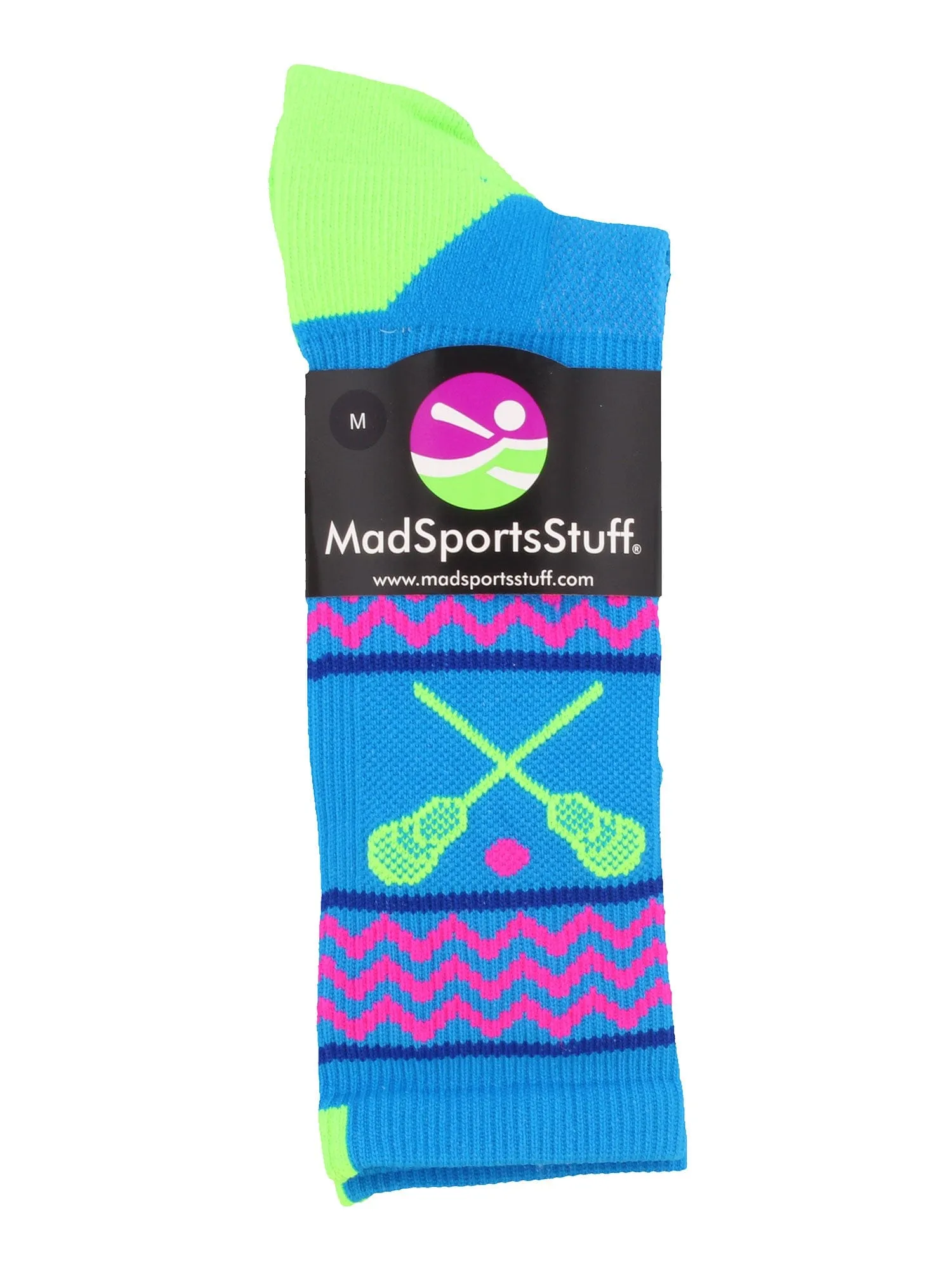 Chevron Girls Lacrosse Socks with Lacrosse Sticks Athletic Crew Socks