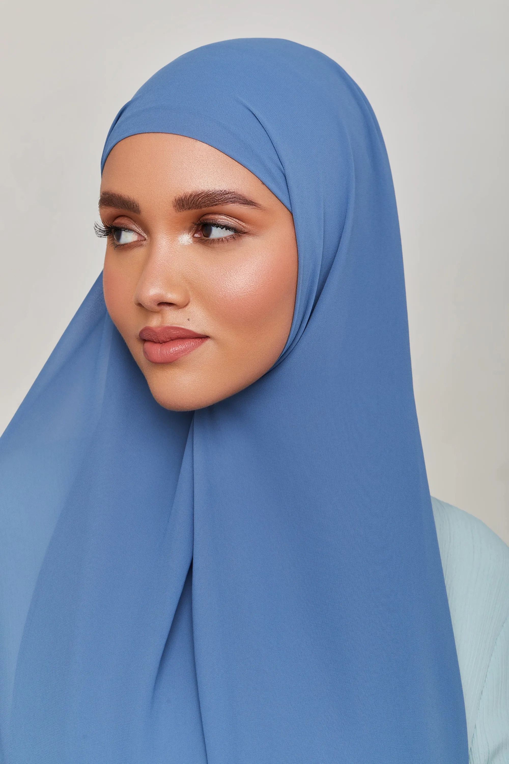 Chiffon LITE Hijab - Coronet Blue