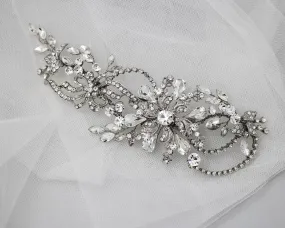 Floral Antique Silver Bridal Hair Clip