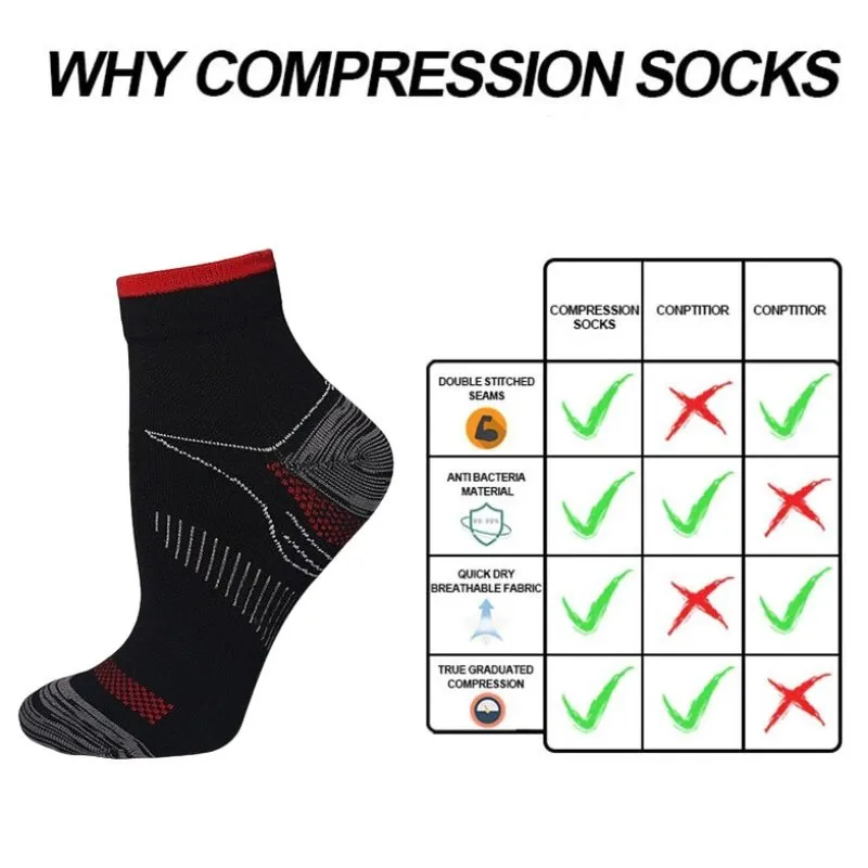 GRW Women Compression Ankle Socks Heel Support Smooth Breathable Cotton Casual