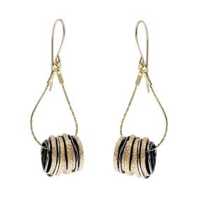 Israeli Interwoven Gold Silver Cylinder Swing Earrings