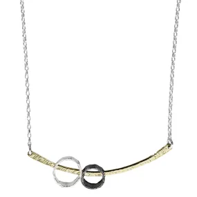 Israeli Sliding Textured Orbs Bar Necklace