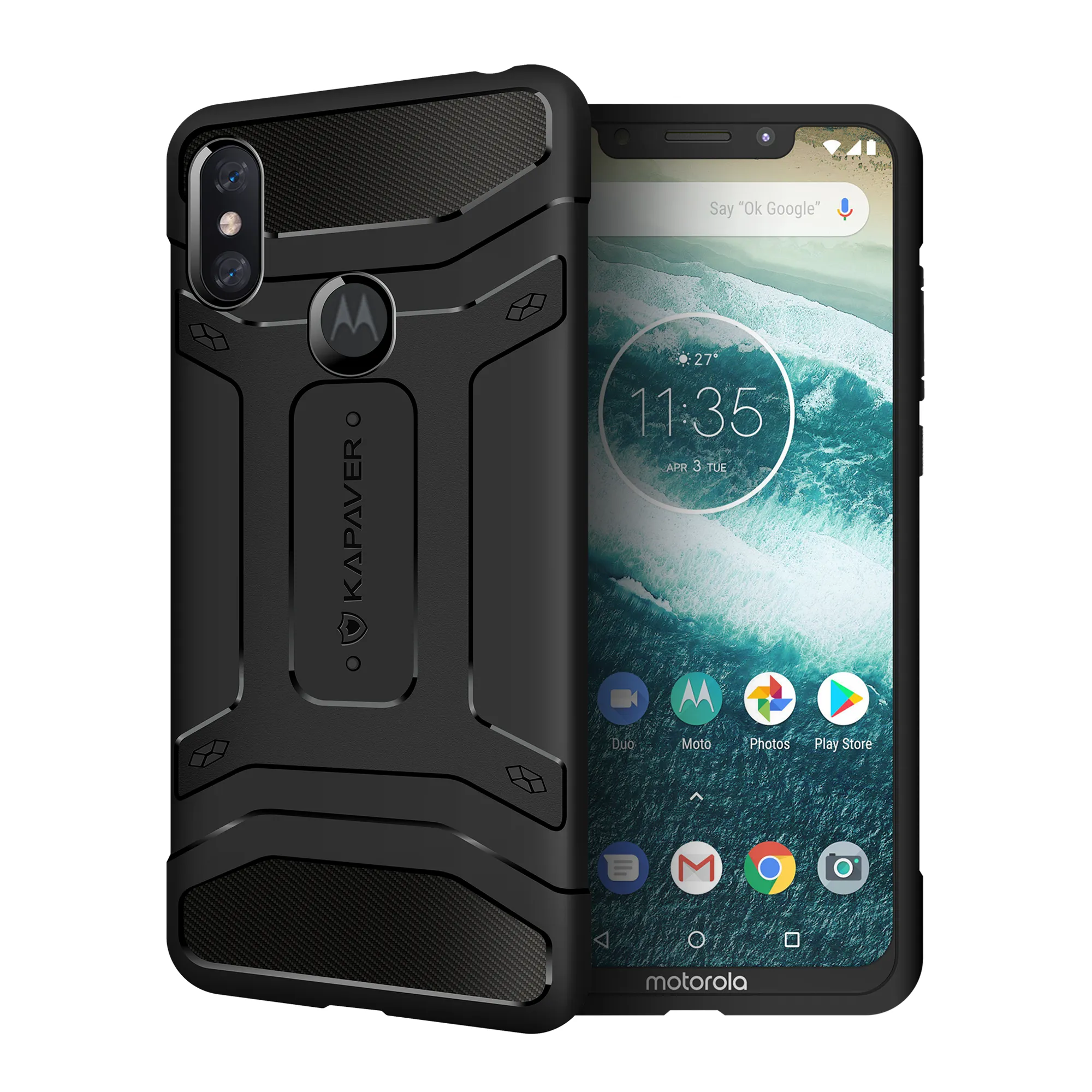 KAPAVER® Rugged Back Cover Case for Moto OnePower P30 Note