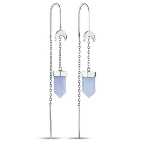 Kyoti Blue Lace Thread Earrings Silver