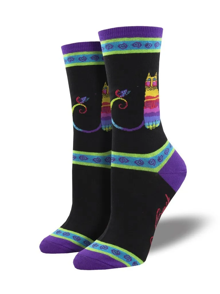 Ladies Laurel Burch Rainbow Cat Socks