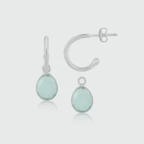 Manhattan Silver & Aqua Chalcedony Interchangeable Gemstone Earrings