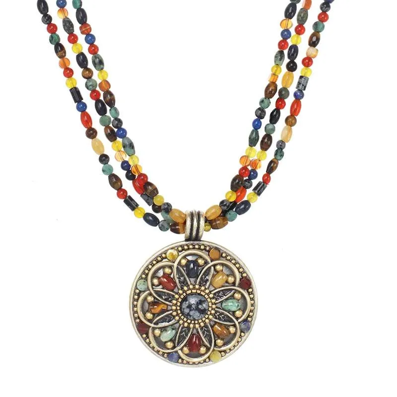 Michal Golan Durango Striking Medallion Gemstone Necklace