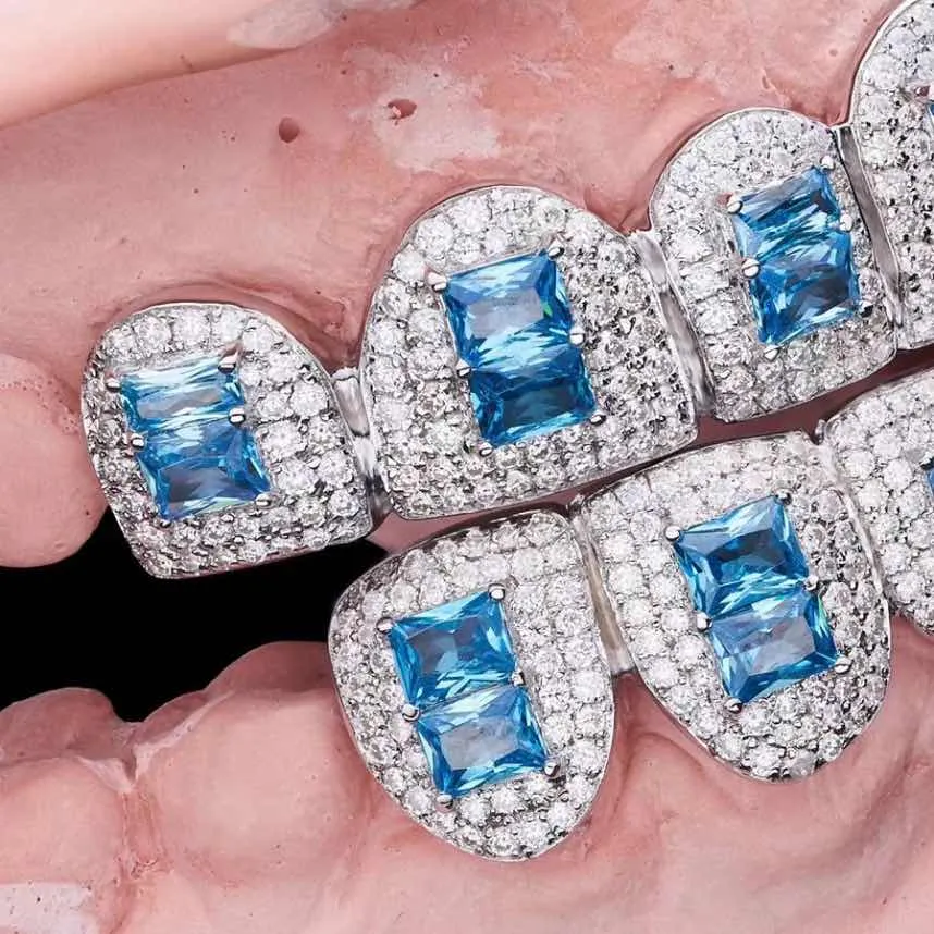 Moissanite Blue Gemstone Grillz