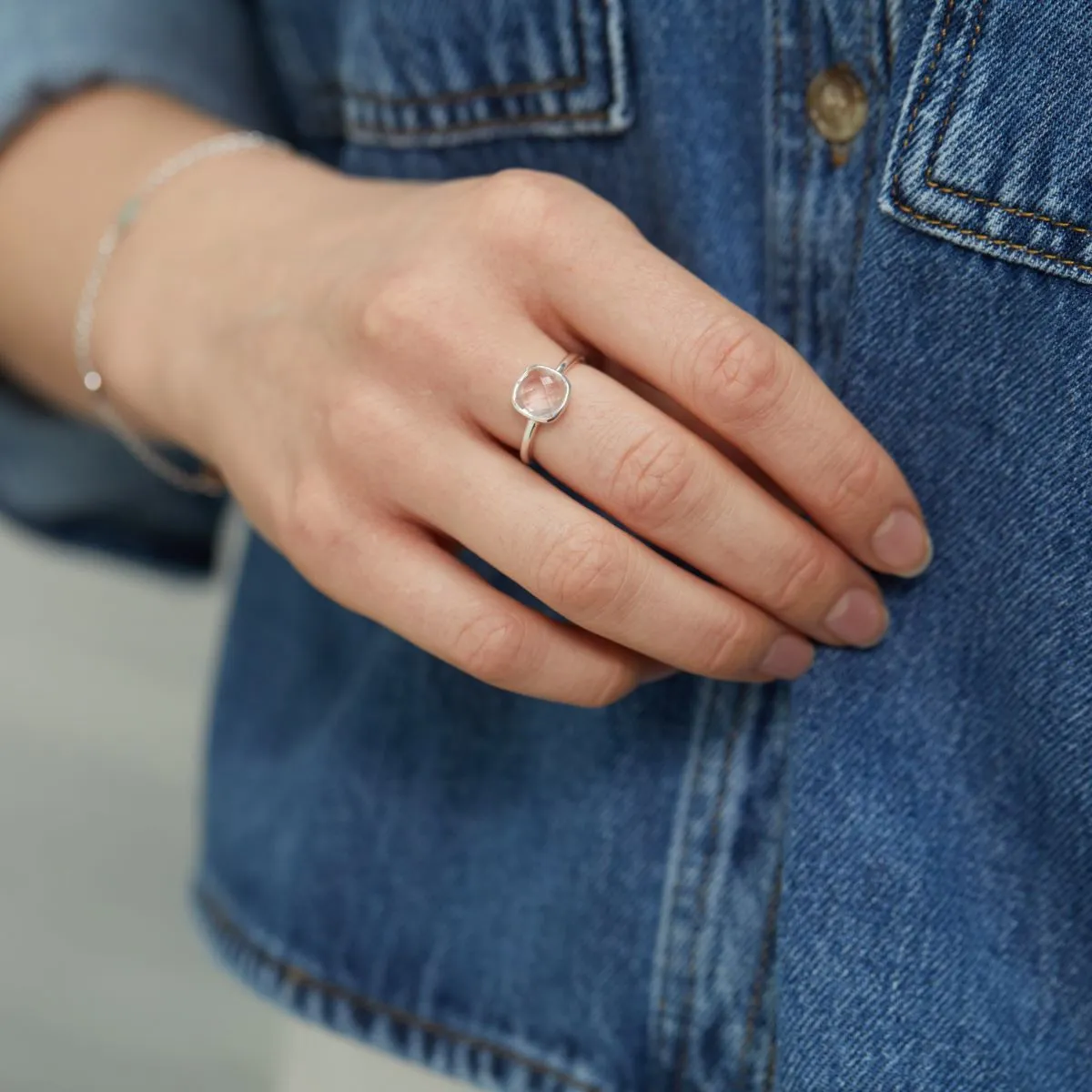 Mondello Rose Quartz Sterling Silver Ring