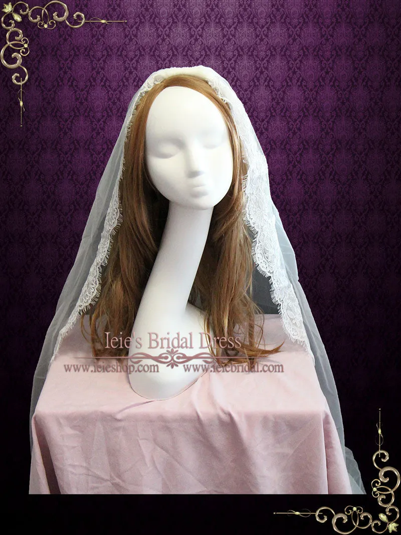 One Layer Fingertip Eye Lash Lace Wedding Veil  VG1047