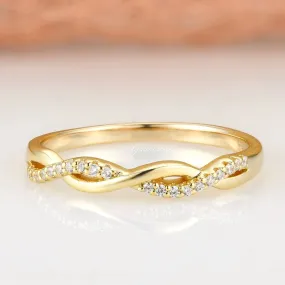 Petite Twisted Vine Diamond Band - 14K Yellow Gold Vermeil