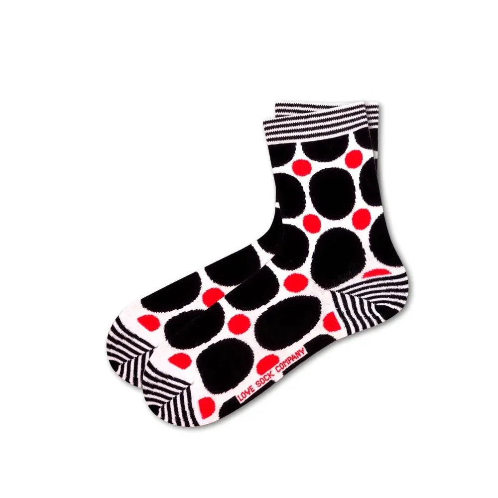 Polka Dots Women Fun Colorful White Quarter Crew Socks (W)