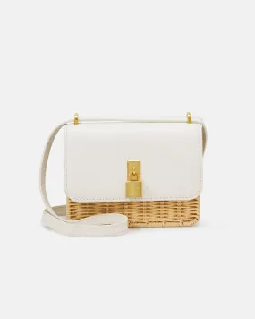 Reegent Padlock Detail Rattan Xbody Bag Ecru