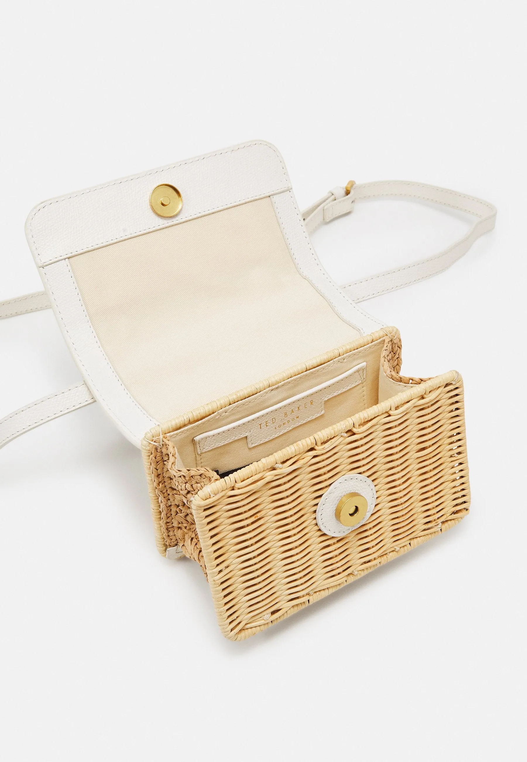 Reegent Padlock Detail Rattan Xbody Bag Ecru