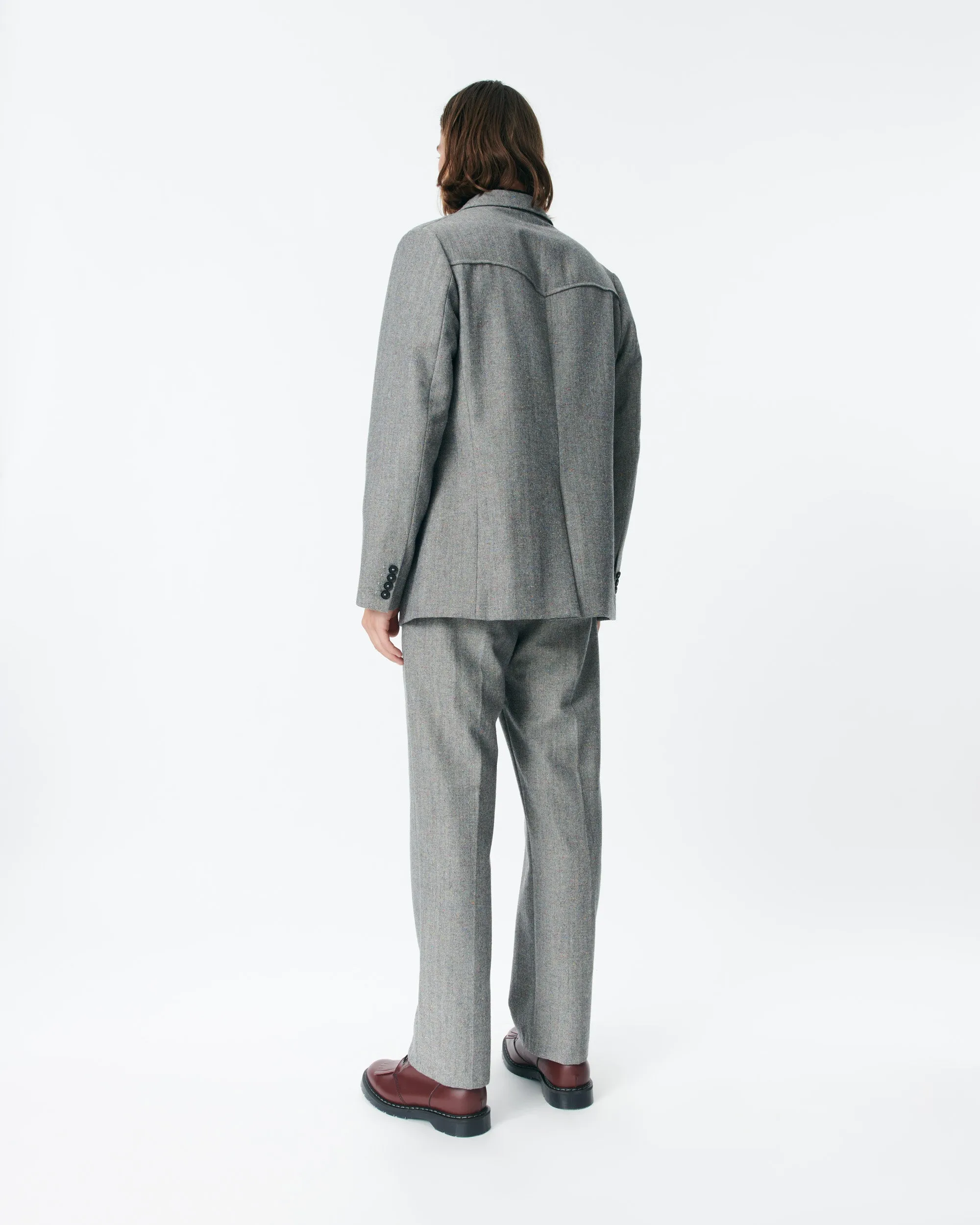 Single-Pleat Herringbone Donegal Trousers