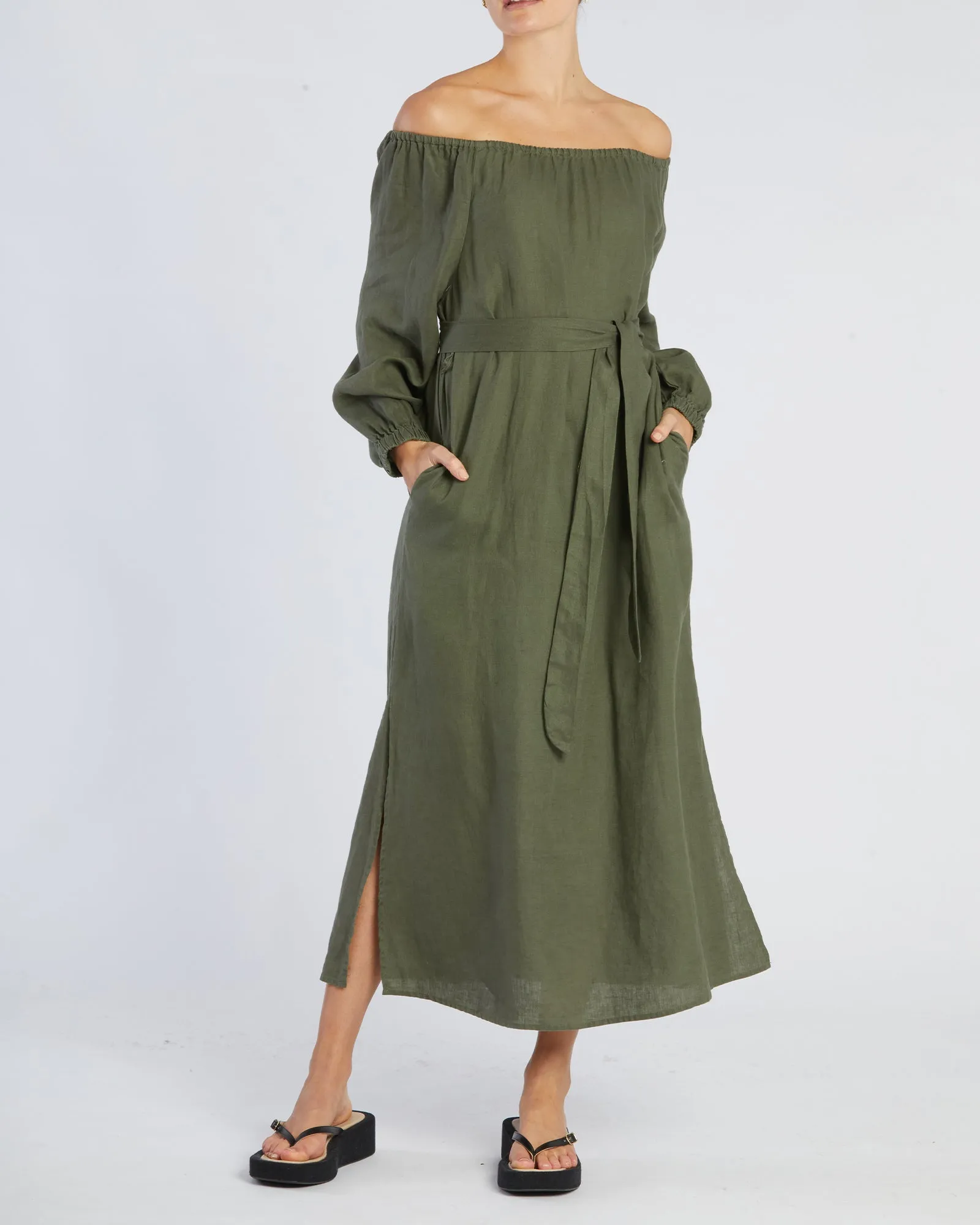 Tala Linen Maxi Dress - Khaki