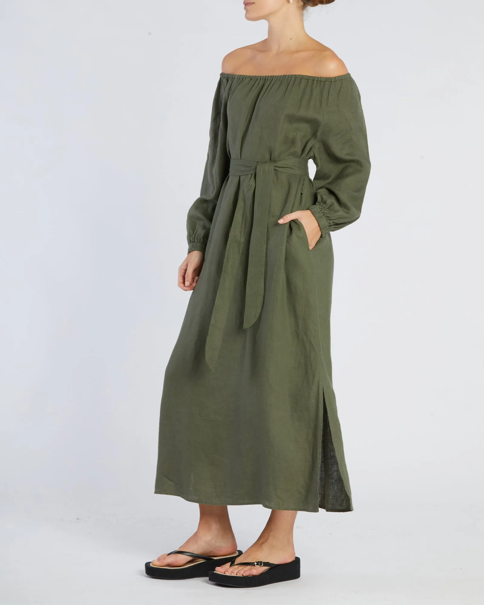 Tala Linen Maxi Dress - Khaki