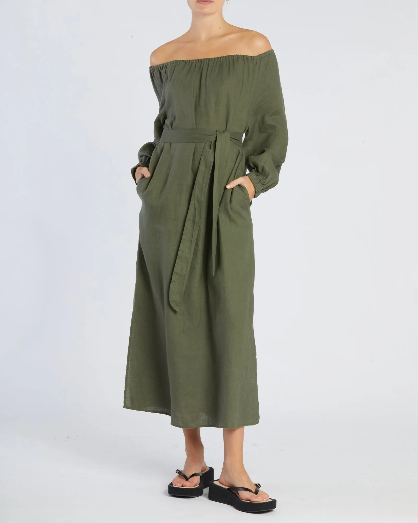 Tala Linen Maxi Dress - Khaki