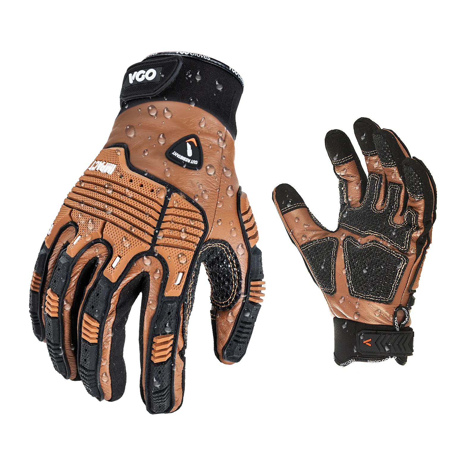 VGO Cut Resistant Gloves,HPPE Anti-cut Liner,Hand Protection,EN388 level C, ANSI level 3(Brown,CA7722CT)