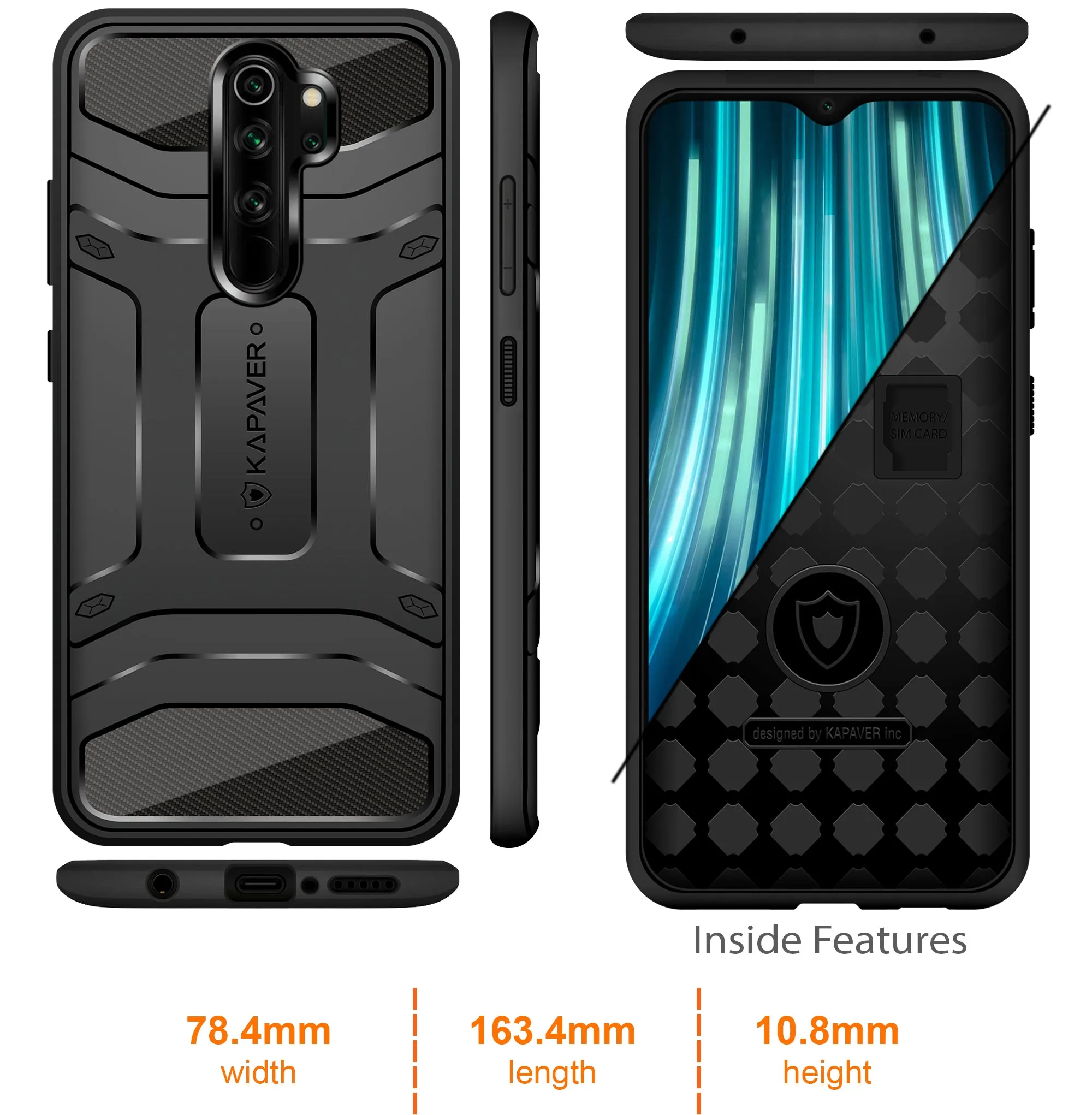 Xiaomi Redmi Note 8 Pro Back Cover Case | Rugged - Black